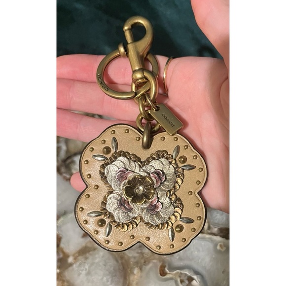 Coach Rivet Tea Rose Bag Charm! - Picture 1 of 4
